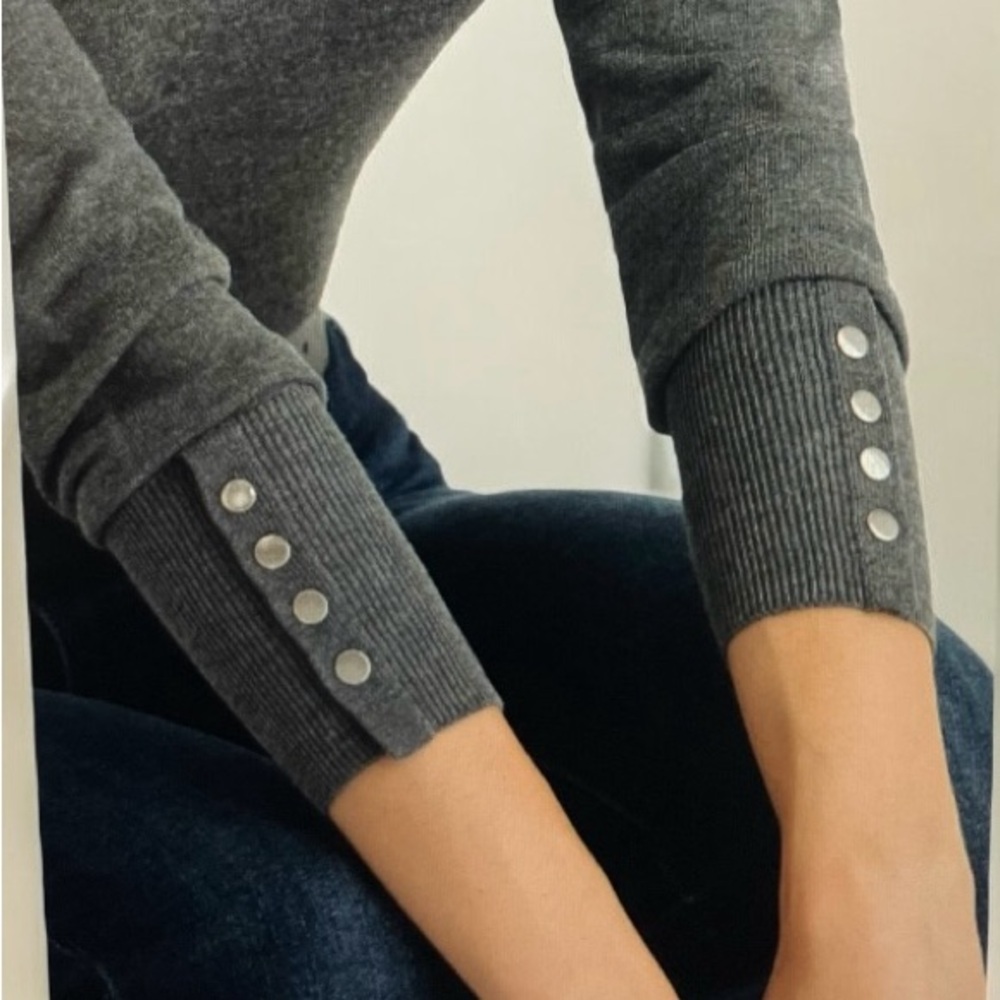 NEW Ricki's Womens Gray Cashmere Blend Turtleneck Sweater Ribbed Cuffs Large - Picture 4 of 8